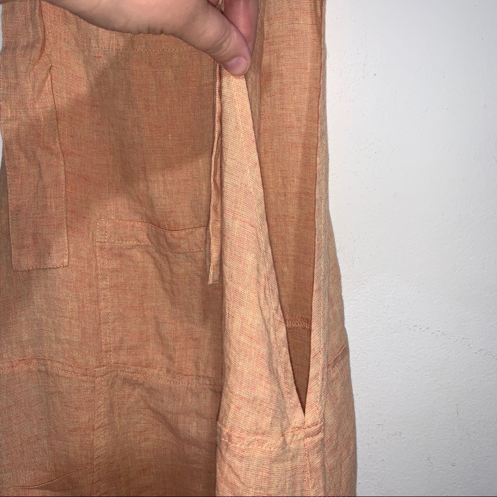FLAX by Jeanne Engelhart Peach Linen Pinafore Dress - Picture 3 of 4